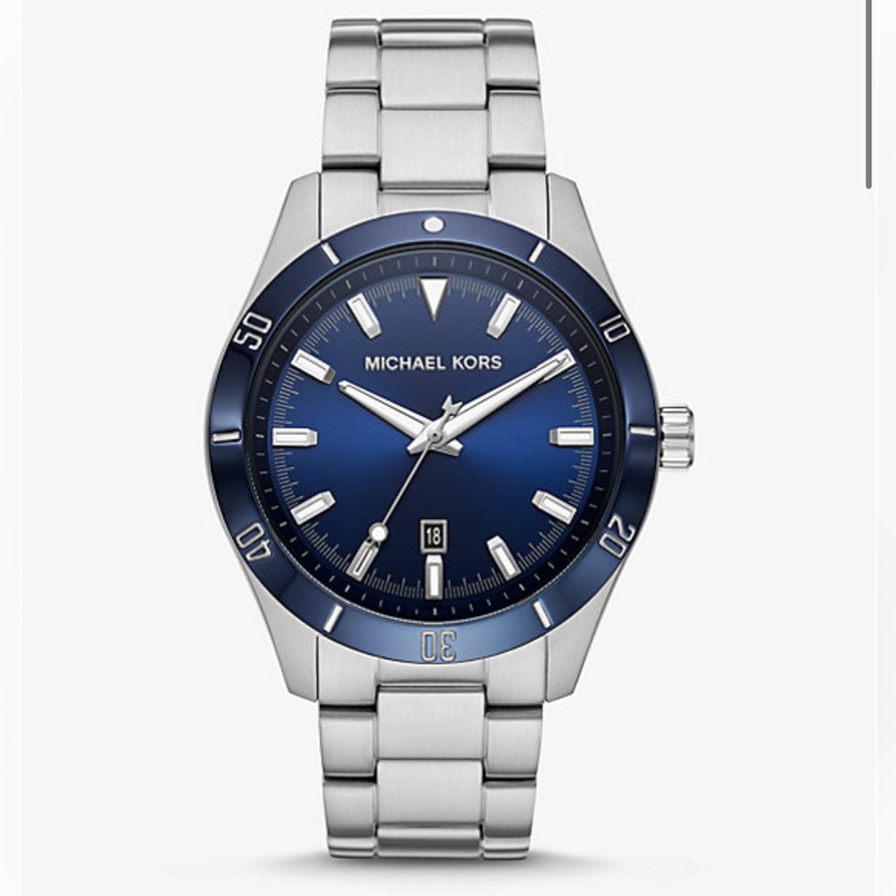 Michael Kors Oversized Layton Blue and Silver Watch MK8815